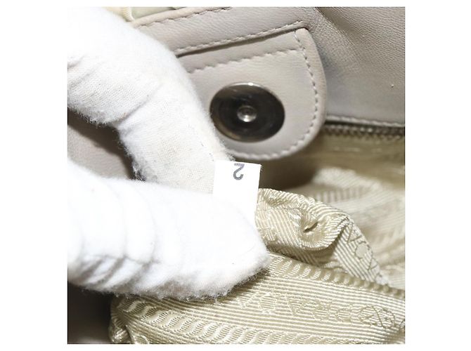 Prada Gaufre Tote Convertibile Tessuto Piccolo Beige - vista 7