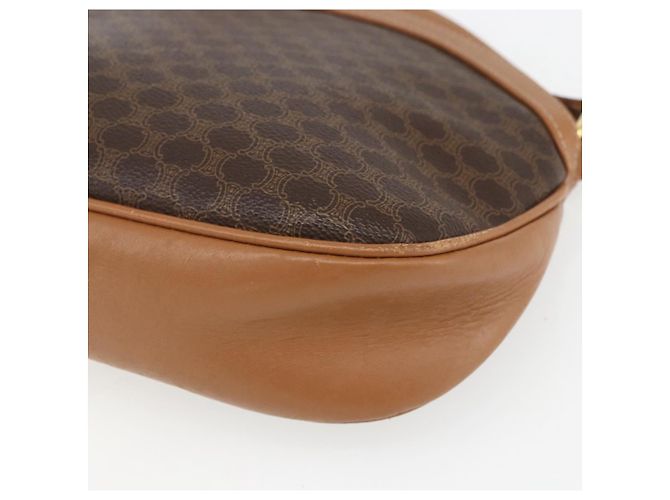Céline Borsa a Spalla in Tela Macadam CELINE PVC Marrone Oro Auth ka1327 D'oro - vista 12