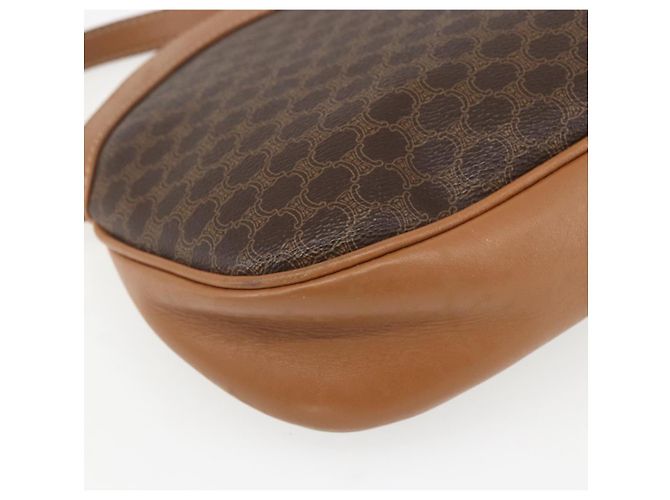 Céline Borsa a Spalla in Tela Macadam CELINE PVC Marrone Oro Auth ka1327 D'oro - vista 13
