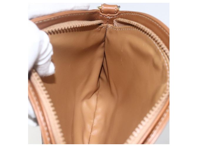 Céline Borsa a Spalla in Tela Macadam CELINE PVC Marrone Oro Auth ka1327 D'oro - vista 19