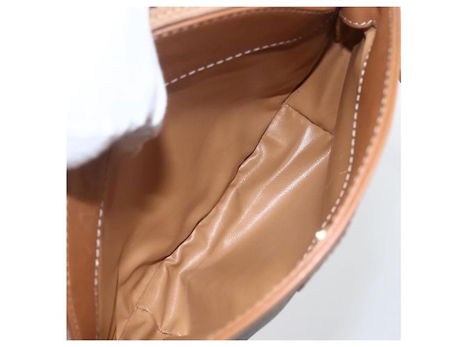 Céline Borsa a Spalla in Tela Macadam CELINE PVC Marrone Oro Auth ka1327 D'oro - vista 21