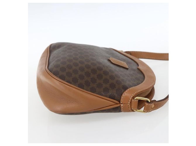 Céline Borsa a Spalla in Tela Macadam CELINE PVC Marrone Oro Auth ka1327 D'oro - vista 5