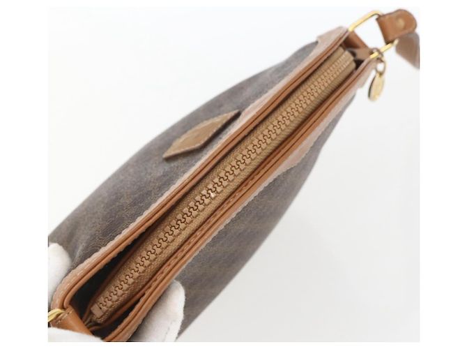 Céline Borsa a Spalla in Tela Macadam CELINE PVC Marrone Oro Auth ka1327 D'oro - vista 6