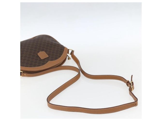 Céline Borsa a Spalla in Tela Macadam CELINE PVC Marrone Oro Auth ka1327 D'oro - vista 7