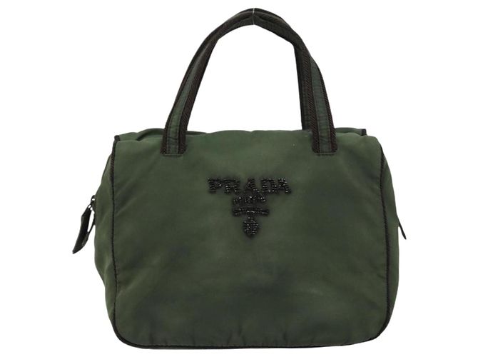 PRADA Borsa a mano in nylon verde Auth 160276 - vista 2