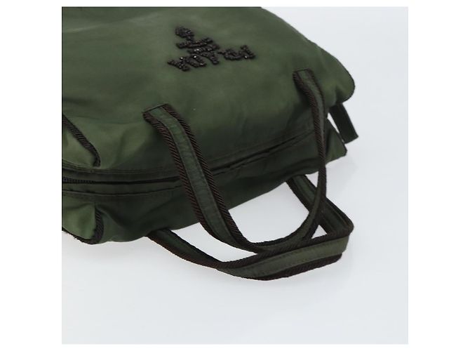 PRADA Borsa a mano in nylon verde Auth 160276 - vista 7