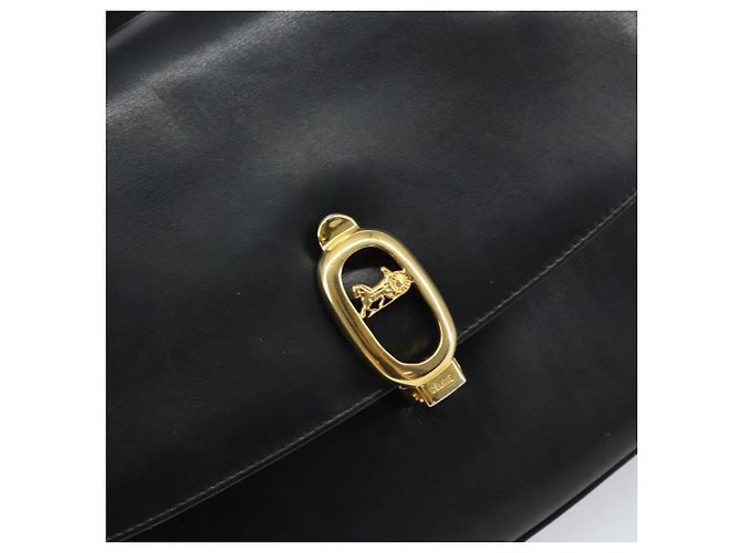 Borsa a Spalla CÉLINE Carrozza in Pelle Nera e Oro Auth 158123 Nero D'oro - vista 14
