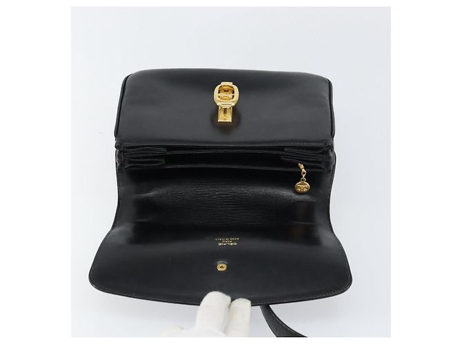 Borsa a Spalla CÉLINE Carrozza in Pelle Nera e Oro Auth 158123 Nero D'oro - vista 15