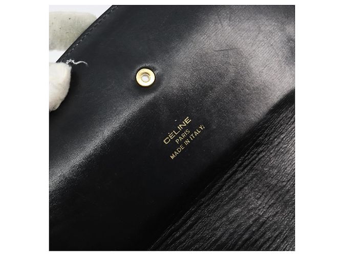 Borsa a Spalla CÉLINE Carrozza in Pelle Nera e Oro Auth 158123 Nero D'oro - vista 16