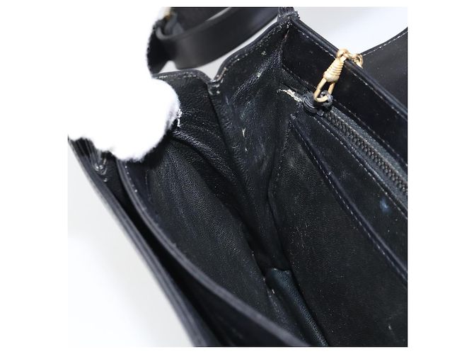 Borsa a Spalla CÉLINE Carrozza in Pelle Nera e Oro Auth 158123 Nero D'oro - vista 19