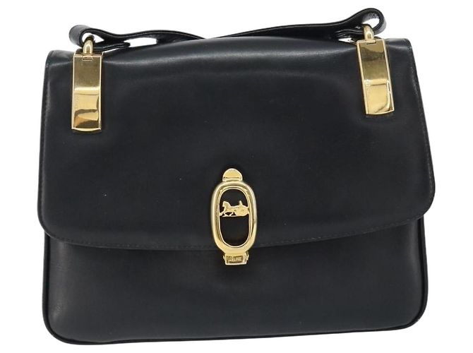 Borsa a Spalla CÉLINE Carrozza in Pelle Nera e Oro Auth 158123 Nero D'oro - vista 2
