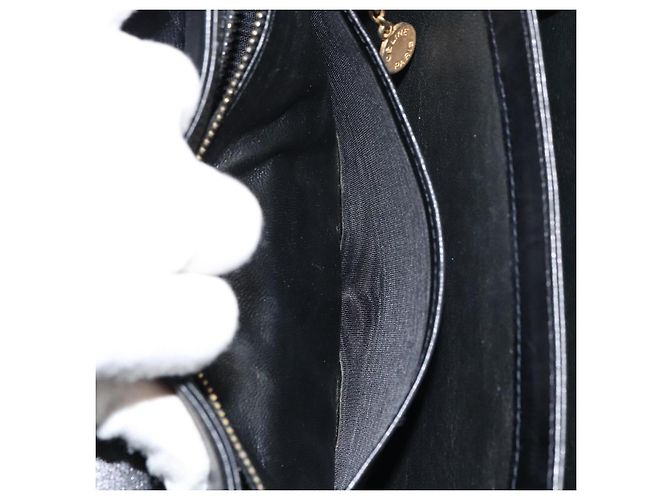 Borsa a Spalla CÉLINE Carrozza in Pelle Nera e Oro Auth 158123 Nero D'oro - vista 22