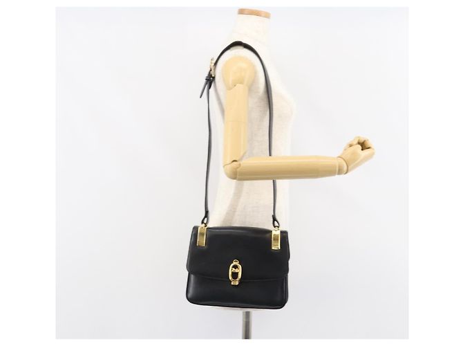 Borsa a Spalla CÉLINE Carrozza in Pelle Nera e Oro Auth 158123 Nero D'oro - vista 24