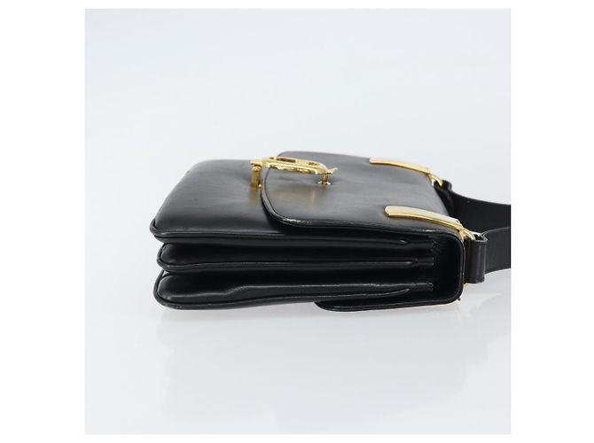 Borsa a Spalla CÉLINE Carrozza in Pelle Nera e Oro Auth 158123 Nero D'oro - vista 4