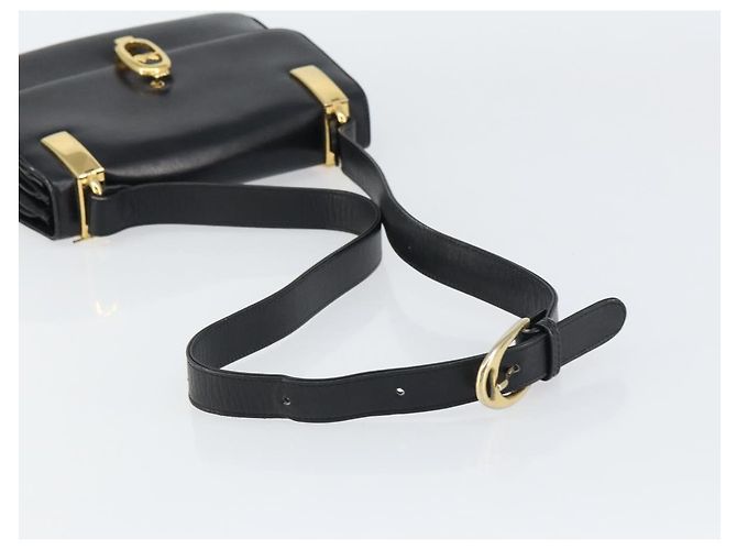Borsa a Spalla CÉLINE Carrozza in Pelle Nera e Oro Auth 158123 Nero D'oro - vista 7