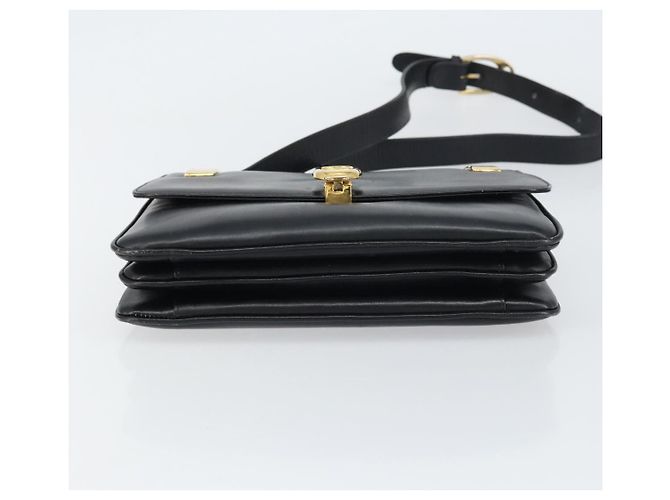 Borsa a Spalla CÉLINE Carrozza in Pelle Nera e Oro Auth 158123 Nero D'oro - vista 9