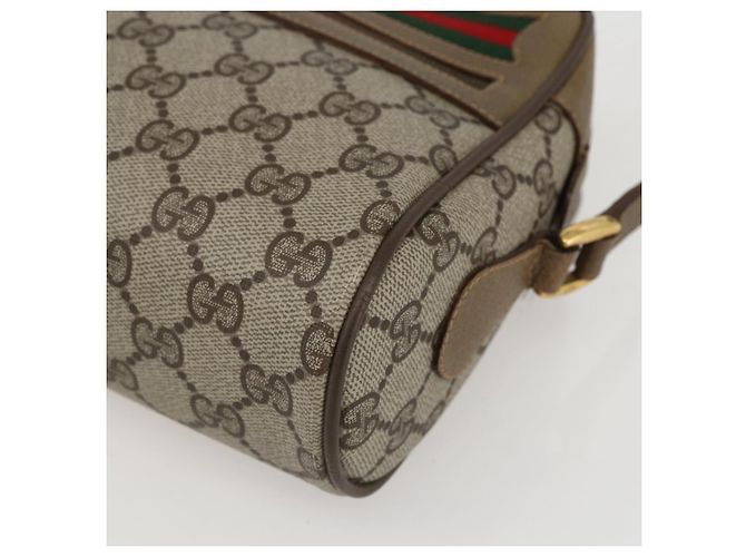Gucci Borsa GG Supreme Web Sherry Line in PVC beige e oro 56 02 087 Auth am10340 D'oro - vista 10