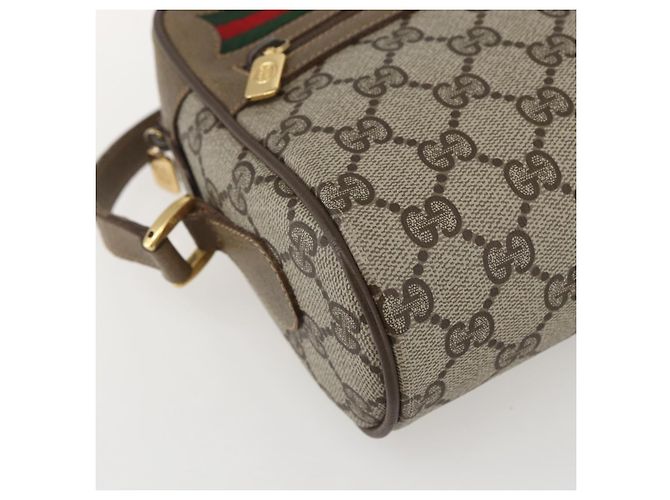 Gucci Borsa GG Supreme Web Sherry Line in PVC beige e oro 56 02 087 Auth am10340 D'oro - vista 11