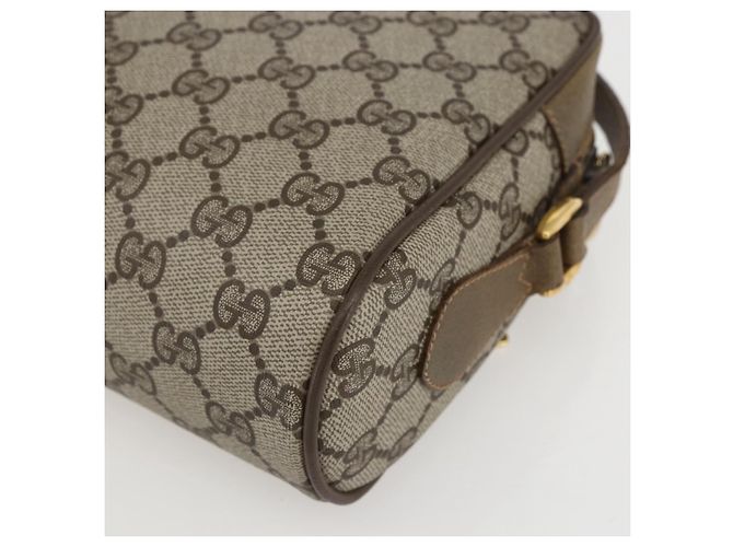 Gucci Borsa GG Supreme Web Sherry Line in PVC beige e oro 56 02 087 Auth am10340 D'oro - vista 12