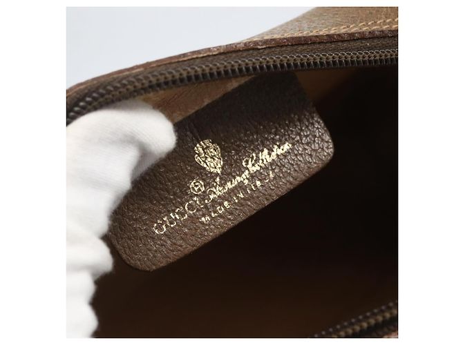 Gucci Borsa GG Supreme Web Sherry Line in PVC beige e oro 56 02 087 Auth am10340 D'oro - vista 15