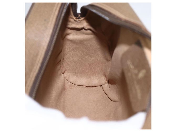 Gucci Borsa GG Supreme Web Sherry Line in PVC beige e oro 56 02 087 Auth am10340 D'oro - vista 18