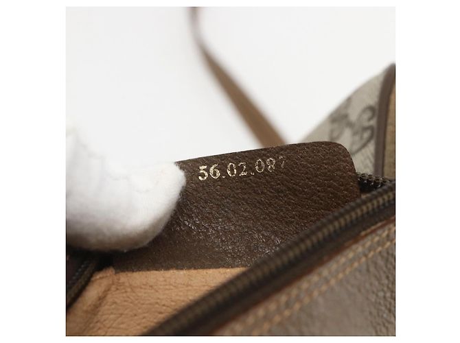 Gucci Borsa GG Supreme Web Sherry Line in PVC beige e oro 56 02 087 Auth am10340 D'oro - vista 20