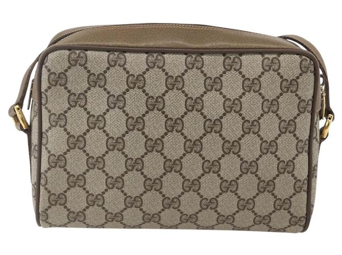 Gucci Borsa GG Supreme Web Sherry Line in PVC beige e oro 56 02 087 Auth am10340 D'oro - vista 3