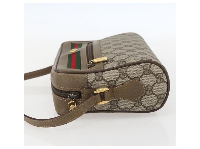 Gucci Borsa GG Supreme Web Sherry Line in PVC beige e oro 56 02 087 Auth am10340 D'oro - vista 4