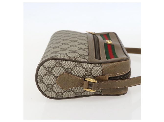 Gucci Borsa GG Supreme Web Sherry Line in PVC beige e oro 56 02 087 Auth am10340 D'oro - vista 5