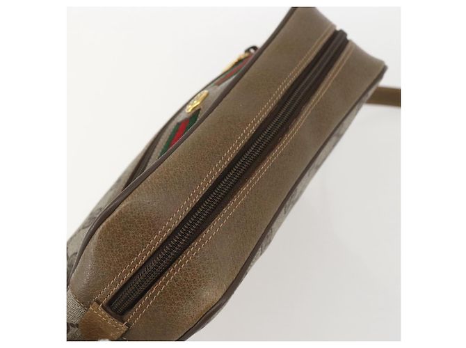 Gucci Borsa GG Supreme Web Sherry Line in PVC beige e oro 56 02 087 Auth am10340 D'oro - vista 6