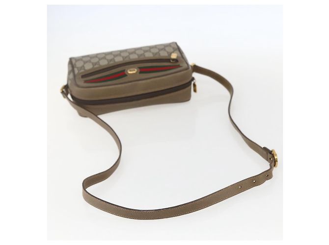 Gucci Borsa GG Supreme Web Sherry Line in PVC beige e oro 56 02 087 Auth am10340 D'oro - vista 7