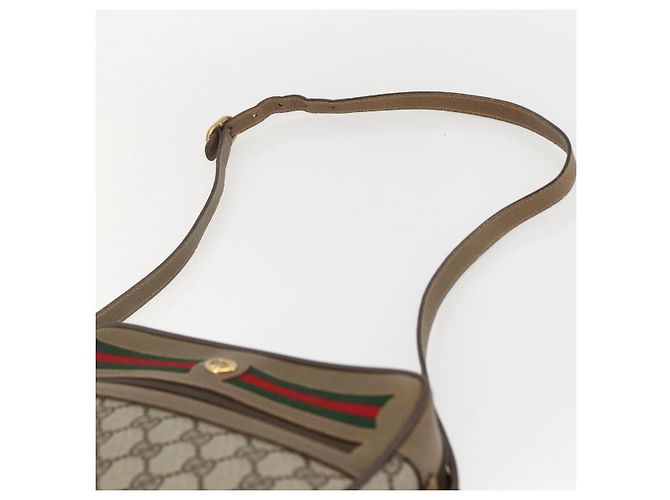 Gucci Borsa GG Supreme Web Sherry Line in PVC beige e oro 56 02 087 Auth am10340 D'oro - vista 8