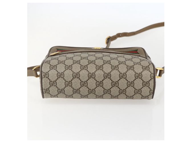 Gucci Borsa GG Supreme Web Sherry Line in PVC beige e oro 56 02 087 Auth am10340 D'oro - vista 9