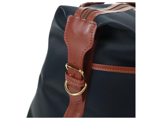 Bolsa Boston em nylon e couro Saint Laurent azul marinho dourado Auth bs31763 - vista 15
