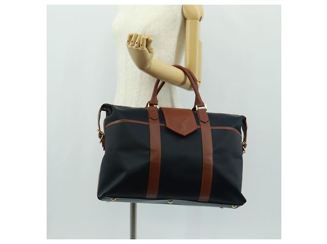 Bolsa Boston em nylon e couro Saint Laurent azul marinho dourado Auth bs31763 - vista 24