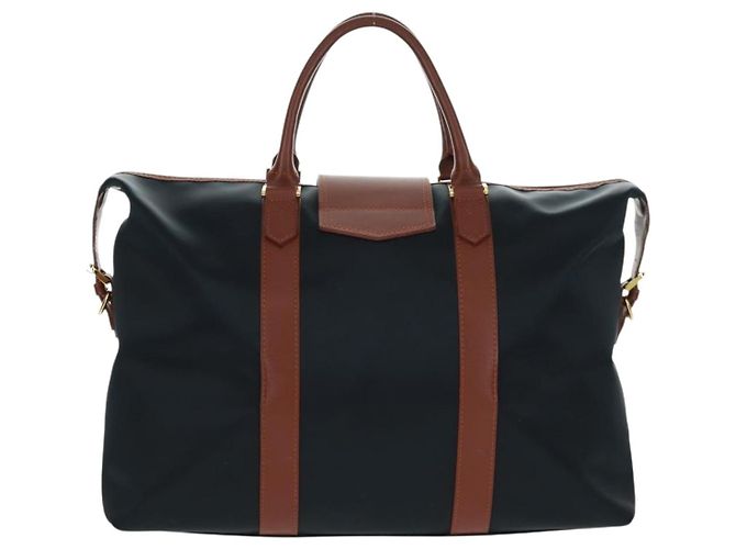 Bolsa Boston em nylon e couro Saint Laurent azul marinho dourado Auth bs31763 - vista 3
