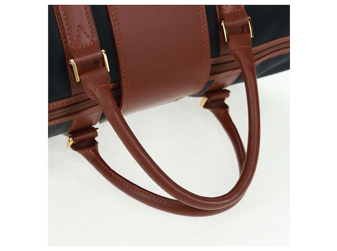 Bolsa Boston em nylon e couro Saint Laurent azul marinho dourado Auth bs31763 - vista 7