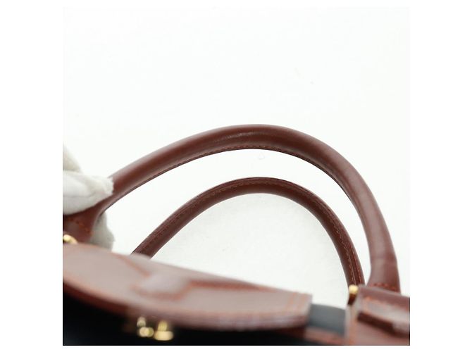 Bolsa Boston em nylon e couro Saint Laurent azul marinho dourado Auth bs31763 - vista 8
