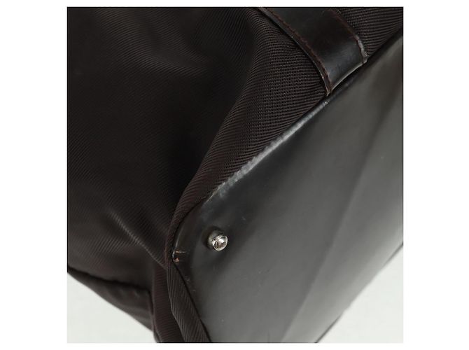 Borsa a mano in nylon marrone e argento Gucci Bamboo 002 3754 0412 Auth bs32055 - vista 10