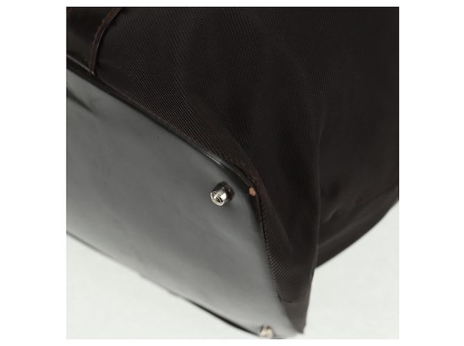 Borsa a mano in nylon marrone e argento Gucci Bamboo 002 3754 0412 Auth bs32055 - vista 11