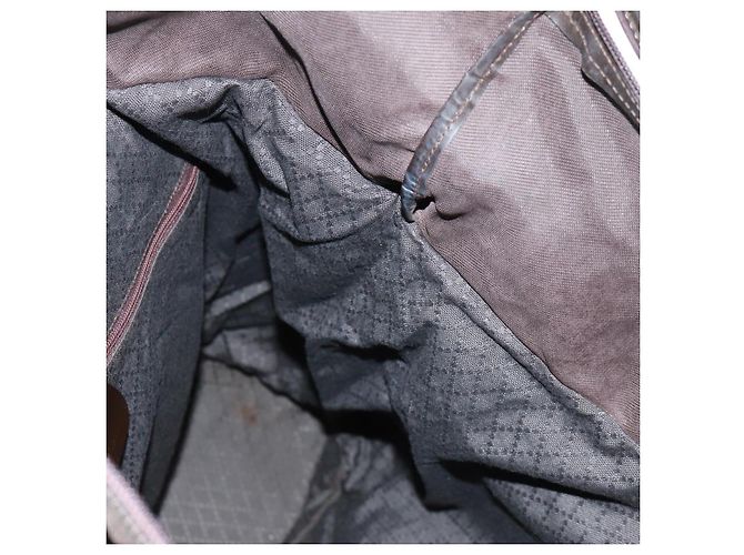 Borsa a mano in nylon marrone e argento Gucci Bamboo 002 3754 0412 Auth bs32055 - vista 18