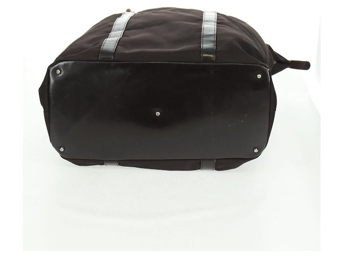 Borsa a mano in nylon marrone e argento Gucci Bamboo 002 3754 0412 Auth bs32055 - vista 8