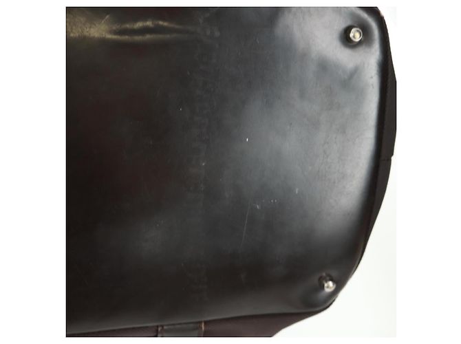 Borsa a mano in nylon marrone e argento Gucci Bamboo 002 3754 0412 Auth bs32055 - vista 9