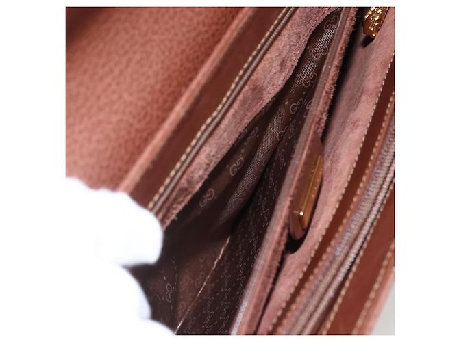 Borsa a Spalla in Pelle Marrone Oro GUCCI 001 115 1199 Auth 159210 - vista 19