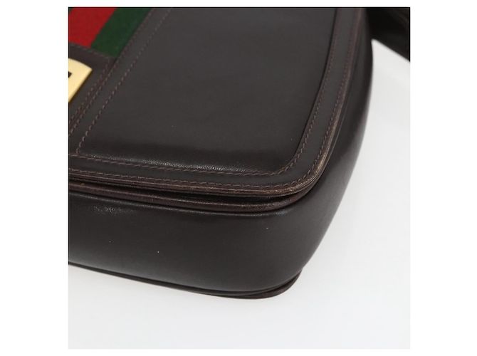 Borsa a spalla in pelle marrone e oro della linea Sherry di GUCCI Auth ka1343 D'oro - vista 10