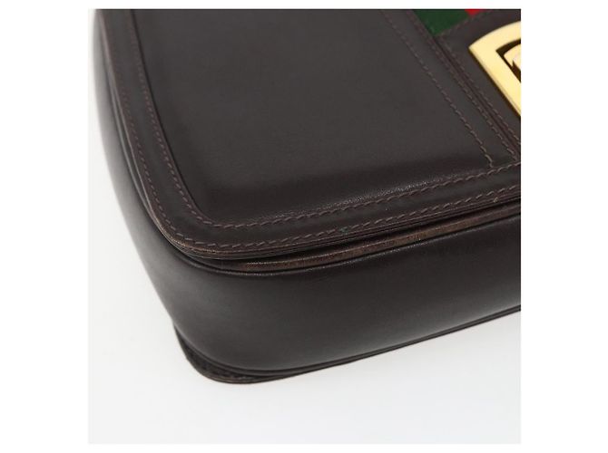 Borsa a spalla in pelle marrone e oro della linea Sherry di GUCCI Auth ka1343 D'oro - vista 11