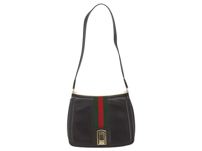 Borsa a spalla in pelle marrone e oro della linea Sherry di GUCCI Auth ka1343 D'oro - vista 2