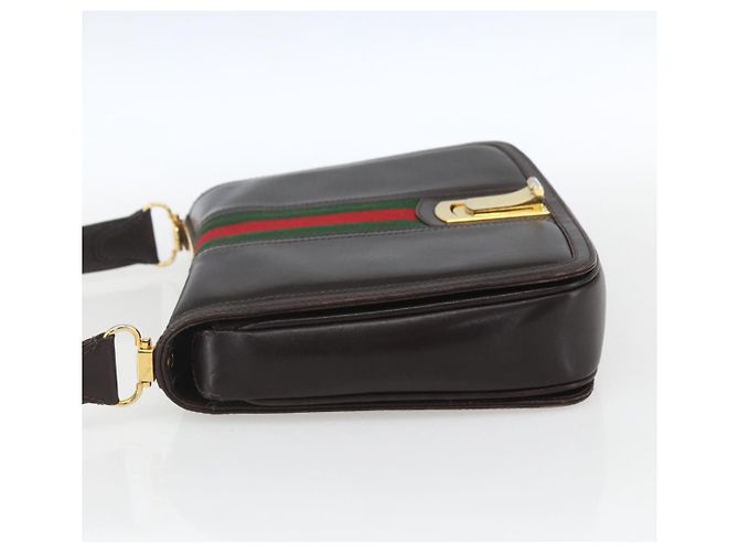 Borsa a spalla in pelle marrone e oro della linea Sherry di GUCCI Auth ka1343 D'oro - vista 4