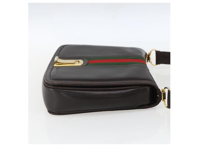 Borsa a spalla in pelle marrone e oro della linea Sherry di GUCCI Auth ka1343 D'oro - vista 5