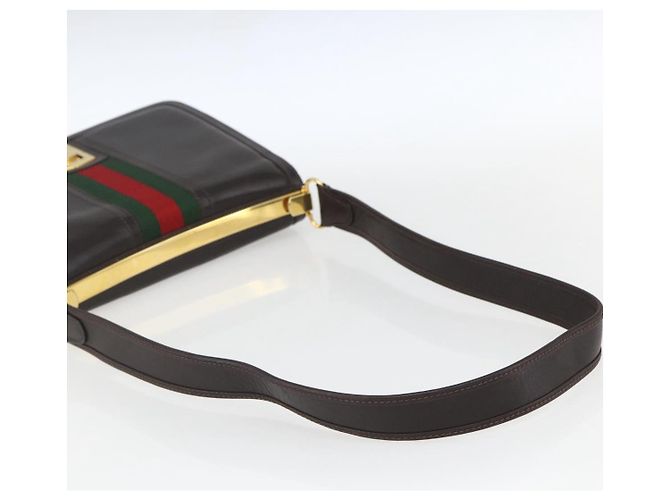 Borsa a spalla in pelle marrone e oro della linea Sherry di GUCCI Auth ka1343 D'oro - vista 7